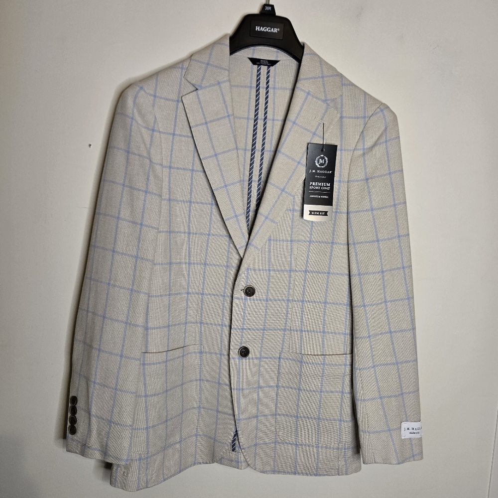 J.M. Haggar Slim Fit Sport Coat 36 Regular New With Tags